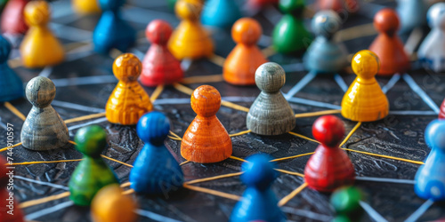 Network of Colourful Board Game Pieces.
Conceptual image of a network with board game pieces.