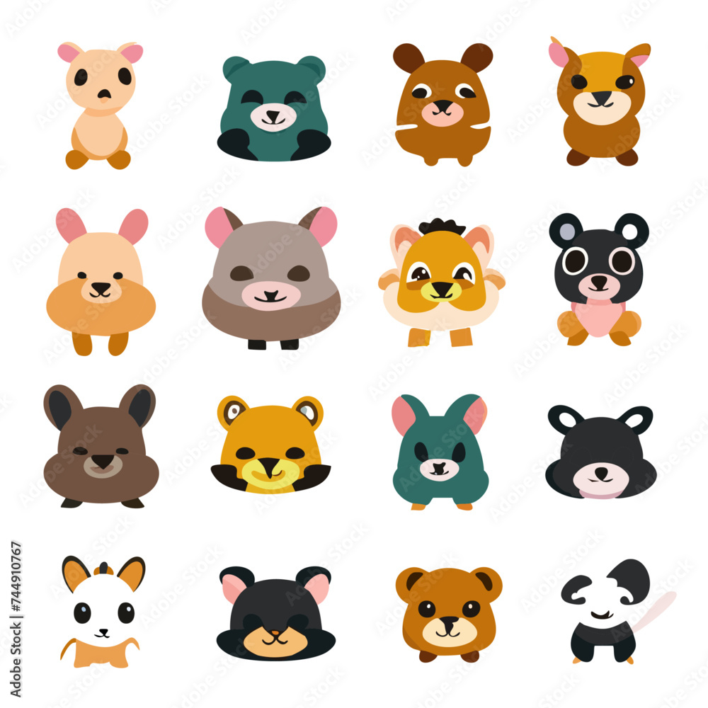 Vector Illustration of Cute Baby Animal Characters: Adorable Wildlife Cartoon Designs, Cover, Graphic, Design, Trendy, Popular, Best-selling, Book