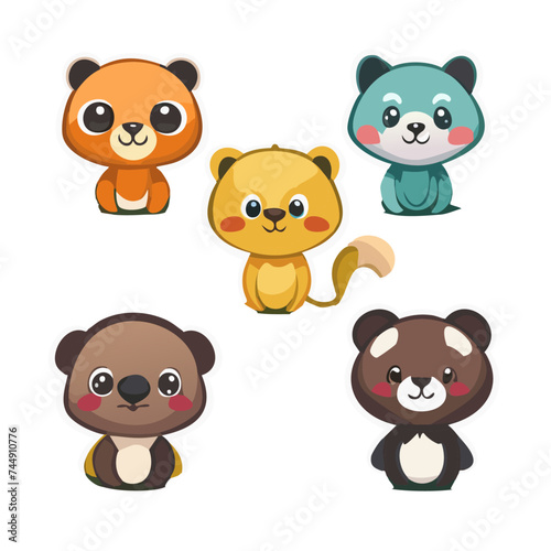 Vector Illustration of Cute Baby Animal Characters: Adorable Wildlife Cartoon Designs, Cover, Graphic, Design, Trendy, Popular, Best-selling, Book