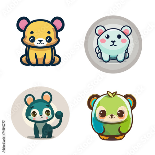 Vector Illustration of Cute Baby Animal Characters: Adorable Wildlife Cartoon Designs, Cover, Graphic, Design, Trendy, Popular, Best-selling, Book