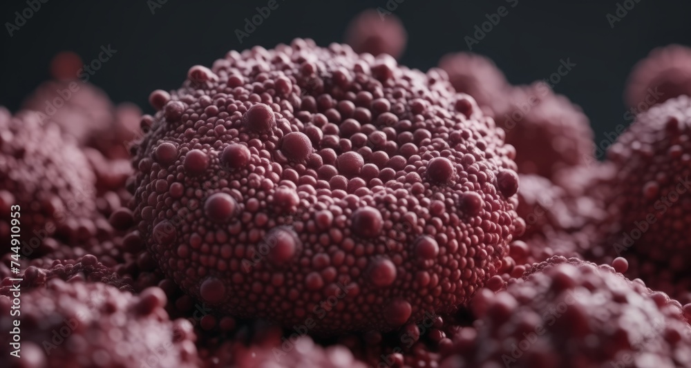 Fototapeta premium Close-up of a cluster of red spherical objects, possibly a type of fruit or a decorative arrangement