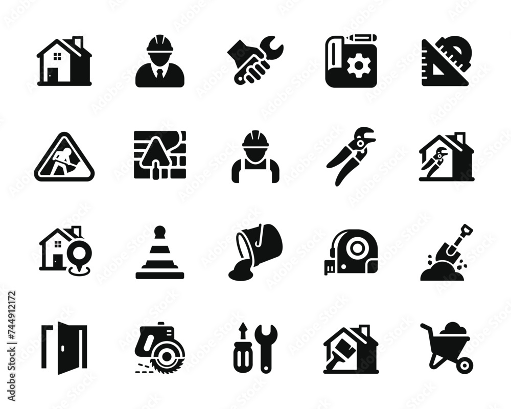Fototapeta premium Construction icon set isolated on transparent background