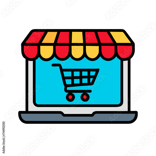 Shopping basket vector icon. Shopping cart line and flat icon. online shopping concept