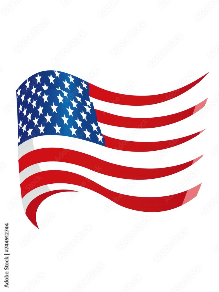 Abstract patriotic illustration of American flag.  Generative AI.