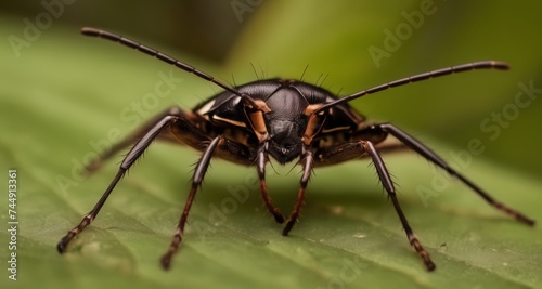  Close-up of a strikingly patterned insect on a leaf