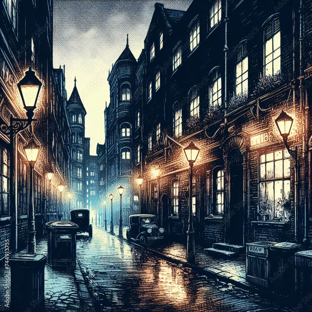 Gaslit alleys at night