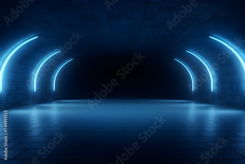 neon blue dark tunnel background