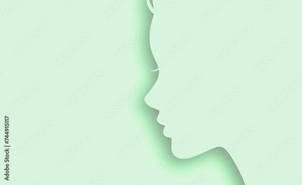 女性・女の子の横顔シルエットイラスト素材 女性・女の子の横顔シルエットイラスト素材