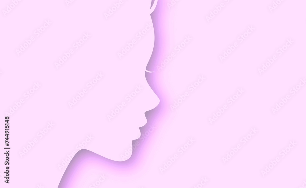 女性・女の子の横顔シルエットイラスト素材 女性・女の子の横顔シルエットイラスト素材