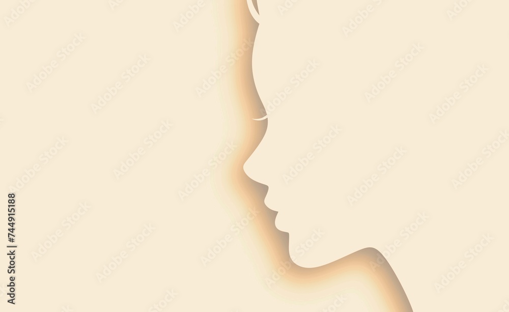 女性・女の子の横顔シルエットイラスト素材 女性・女の子の横顔シルエットイラスト素材