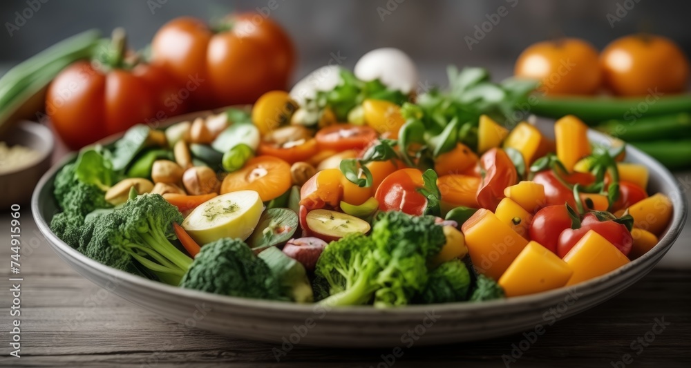 Fresh and vibrant salad ingredients, ready to be transformed into a healthy dish Fresh and vibrant salad ingredients, ready to be transformed into a healthy dish
