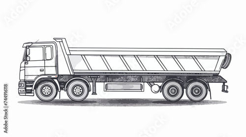 Dump trailer cargo wheel transport outline vector il