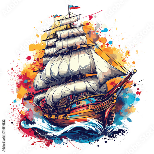 Ship Illustration vector Cruise Ship Illustration on white background