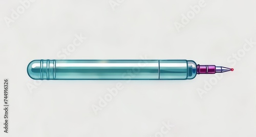  Stylish, clear pen with vibrant pink and blue accents