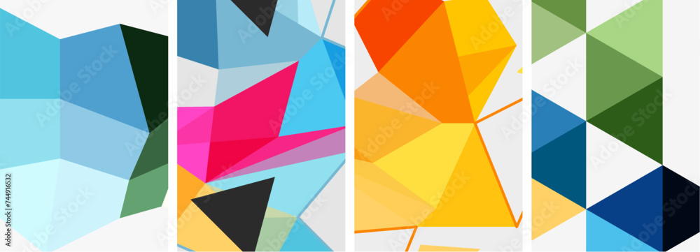 Set of triangle poster backgrounds. Vector illustration For Wallpaper, Banner, Background, Card, Book Illustration, landing page