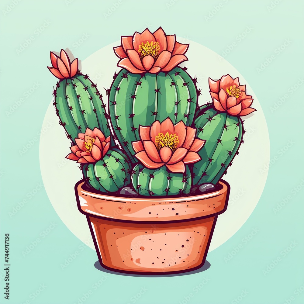 Vector cute succulent cactus a hand drawn vector illustration