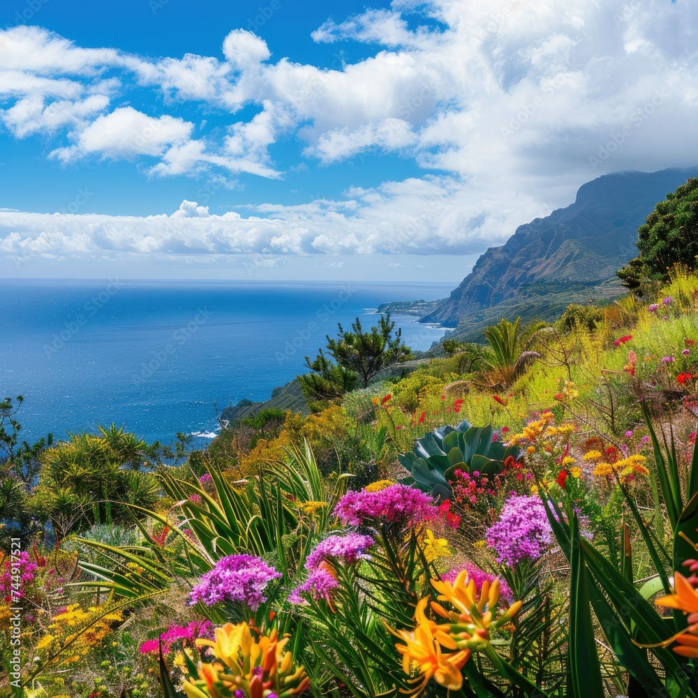 Captivating Coastal Vista: A Stunning Panorama of the Ocean's Vibrant Hues