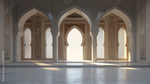 Blank banner design with mosque background, Ai generated Images