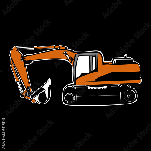 Excavator construction mine digging machine vector