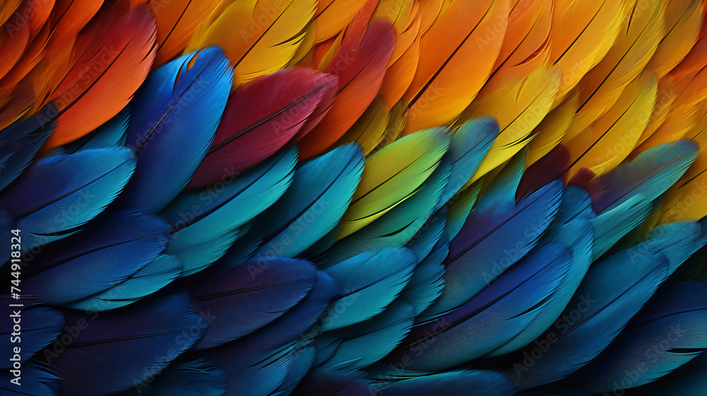 Obraz premium Beautiful colorful feather bird texture background. Abstract background. Beautiful background.