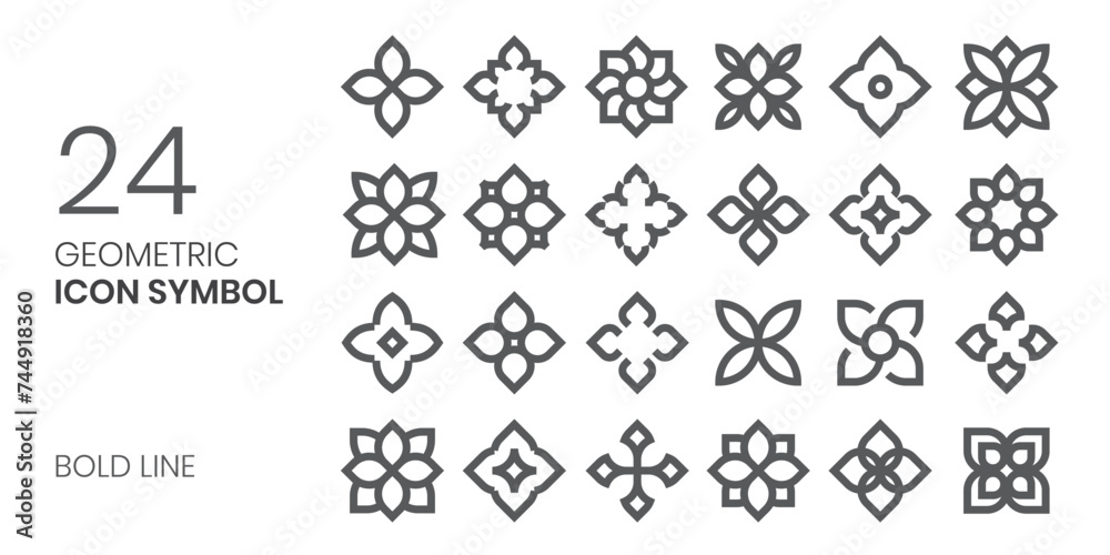 geometric icon symbol for pattern, logo, decoration vector outline style - obrazy, fototapety, plakaty 