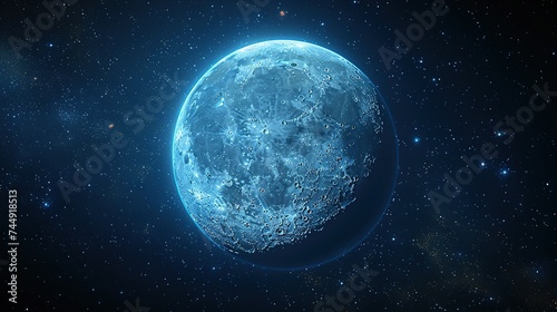 The moon revolves around the blue planet. Elements of this image furnished by NASA. © Morng