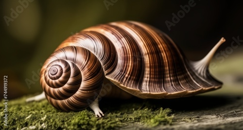  Nature's slow-moving beauty - A close-up of a snail's shell