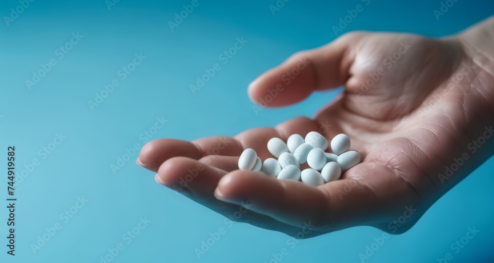 Hand gently cradling small, round, white objects Hand gently cradling small, round, white objects