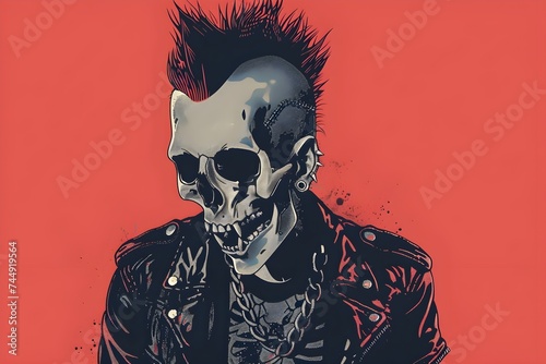 Punk skull with leather jacket photo