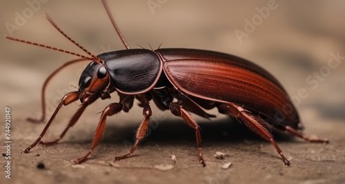  Detailed close-up of a beetle on a textured surface © vivekFx