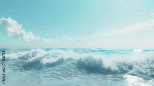 Ocean Whisper: Soft Blue Waves Minimalist Abstract, Serenity and Open Space Concept