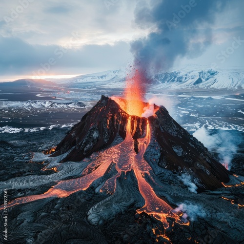 Winter's Fury Unleashed: Iceland's Volcano Erupts in a Spectacular Display of Nature's Power