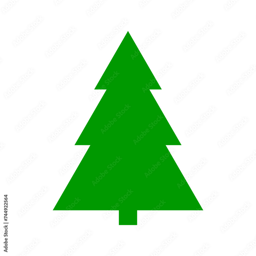 Christmas tree green icon. Christmas tree logo. Xmas symbol. Vector illustration isolated on white background.