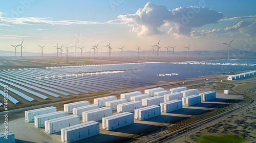 Efficient Energy Storage Solutions: A Landscape of White Rectangular Boxes