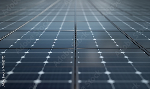 Solar energy panel photovoltaic cell generator in nature landscape for production of renewable green energy is friendly industry. Clean sustainable development concept.