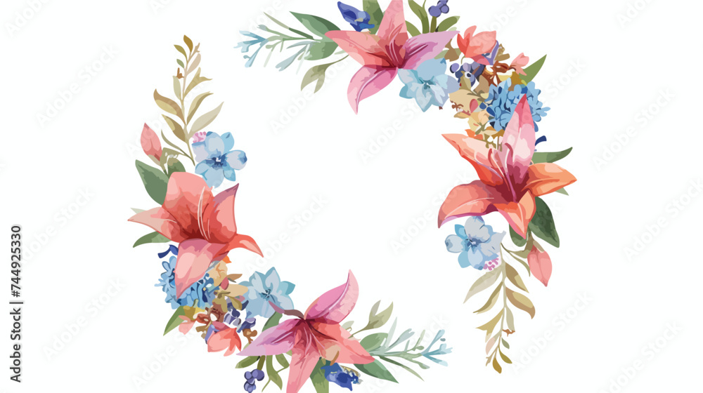 Floral frame round flowers natural decoration vector