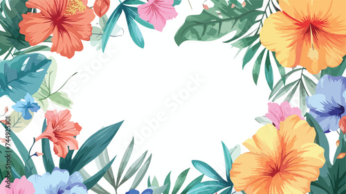 Floral frame round flowers natural decoration vector