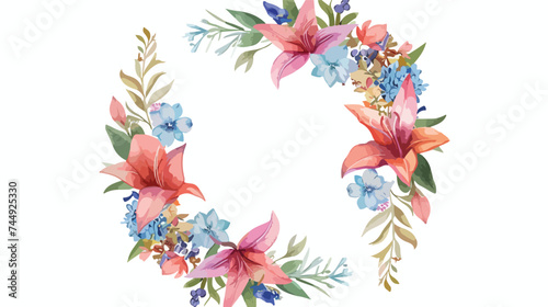 Floral frame round flowers natural decoration vector