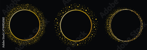 Round Circle Frame with Sparkle Glitter Stars Transparent Vector design 1
