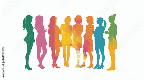 Group people female talking vector illustration eps