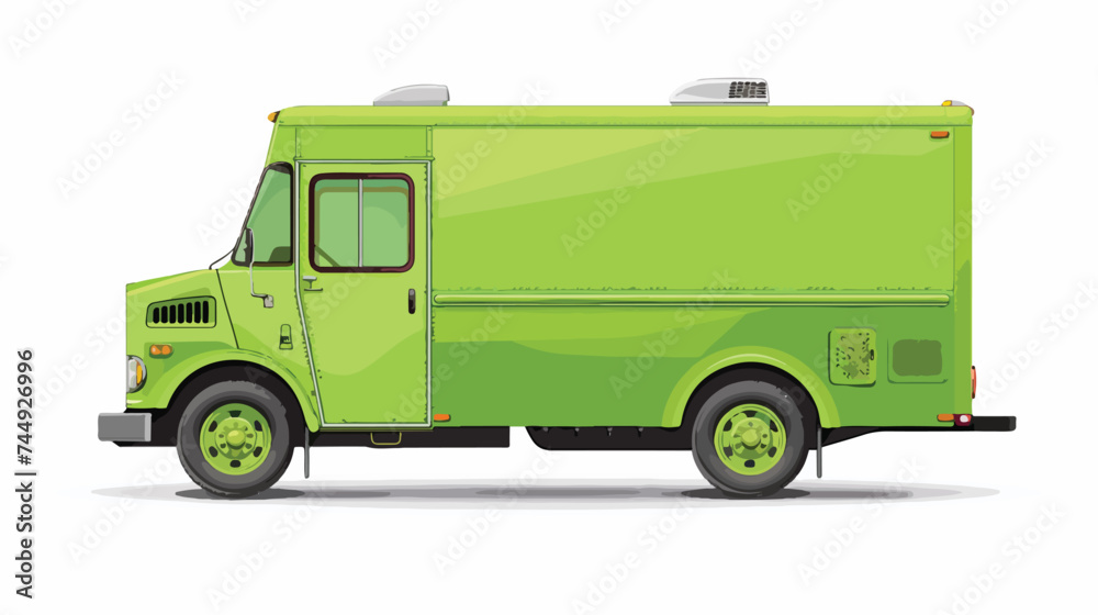 Green food truck isolated on white background vector