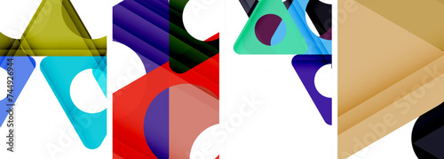 Abstract background set featuring captivating triangles. Harmonious blend of geometry and style, these designs bring modern flair