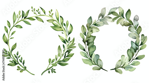 Green laurel wreaths round for emblem vector illustr photo