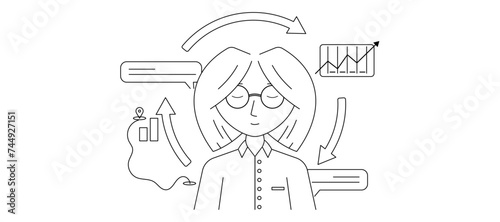 illustration of a person thinking about business
