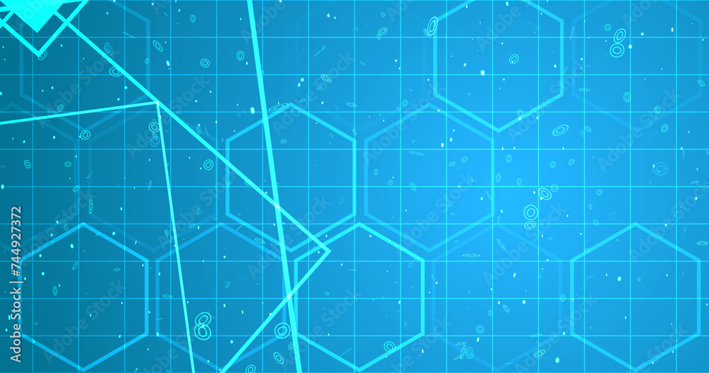 Hexagon network with square geometry shapes moving. Innovation science tech loop. Blinking polygons mesh futuristic chemistry molecules atom movement. Global cyber worldwide connections concept bg. Hexagon network with square geometry shapes moving. Innovation science tech loop. Blinking polygons mesh futuristic chemistry molecules atom movement. Global cyber worldwide connections concept bg.