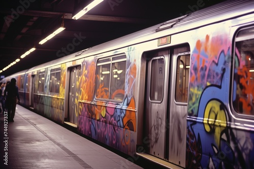 Train full of graffiti photo