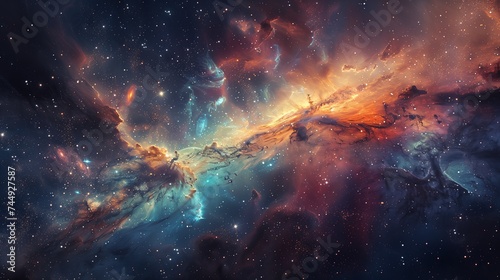Nebula and galaxies in space. Abstract cosmos background, coloruful space and stars background, wallpaper photo