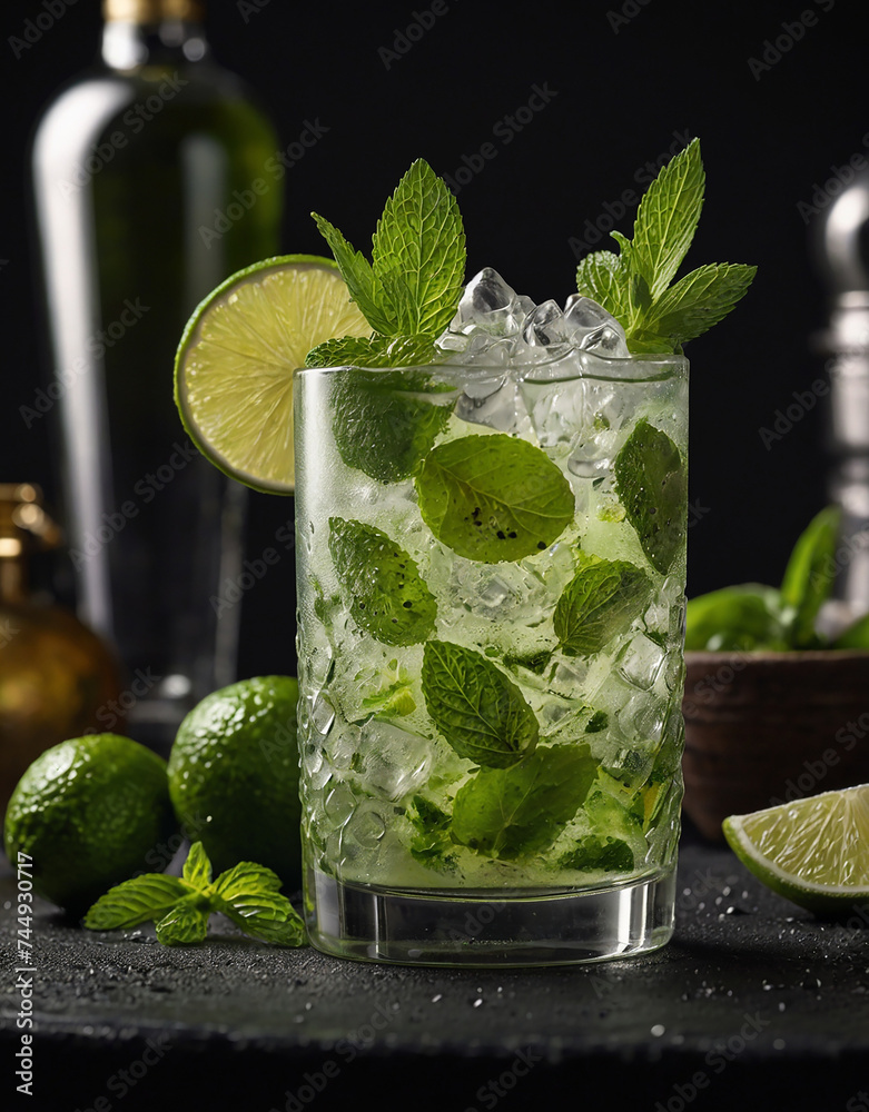 Mojito crafted in bar style, beautifully decorated with details. Mojito crafted in bar style, beautifully decorated with details.