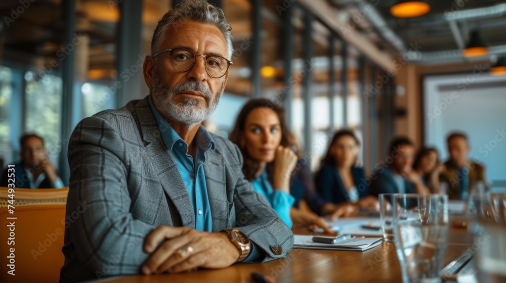 Teamwork business meeting, Portrait of senior smiling in meeting, Business Colleagues Discussing Strategy At Office. Teamwork business meeting, Portrait of senior smiling in meeting, Business Colleagues Discussing Strategy At Office.