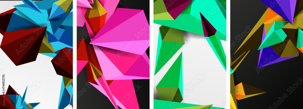 Triangle abstract concepts poster set with geometric minimal designs Triangle abstract concepts poster set with geometric minimal designs